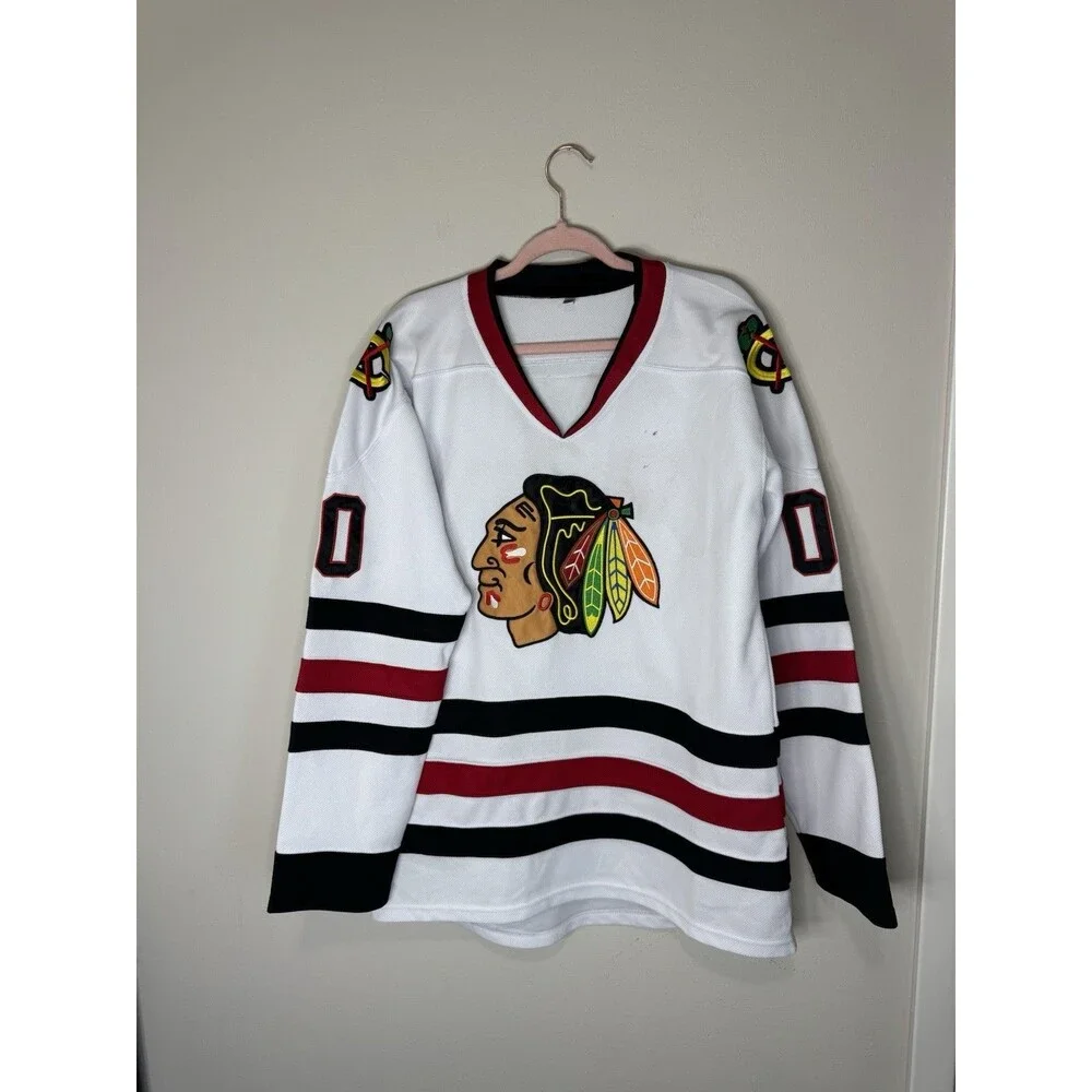 Chicago Blackhawks Griswold #00 Hockey Jersey White/Black/Red Size M